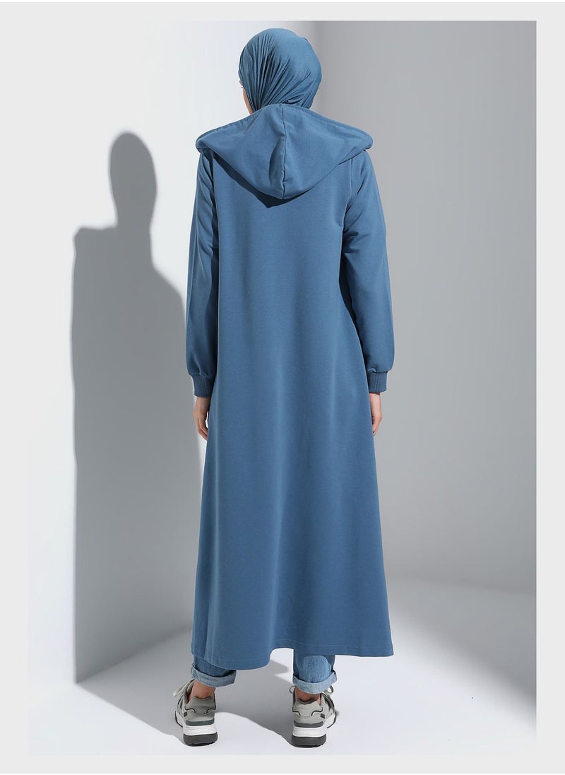 Benin by modanisa - Zip Through Long Line Coat - Image 1