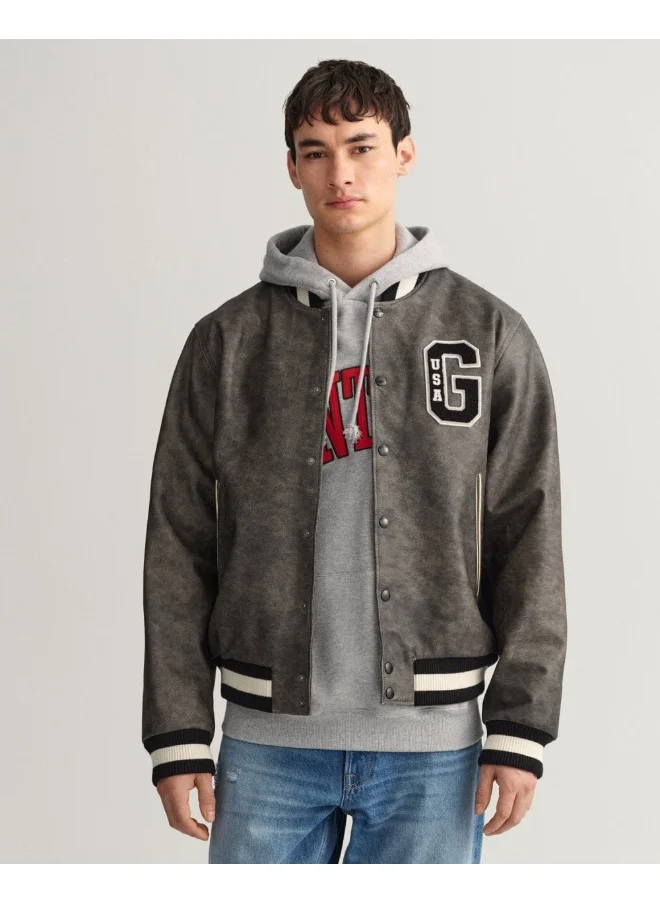 GANT Leather Gant Varsity Jacket