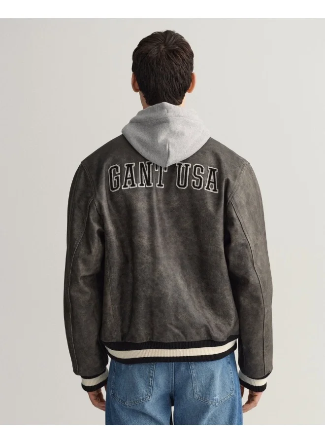 GANT Leather Gant Varsity Jacket