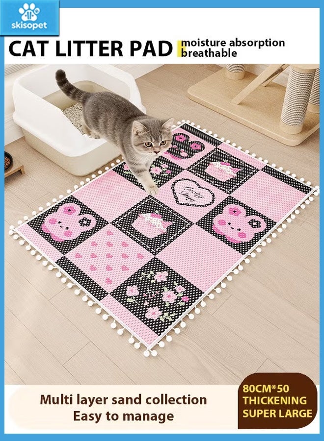 شيزوبيت حصيرة فضلات القطط الأليفة، طبقة من الرمل، حصائر القطط لصندوق فضلات القطط، سرير للحيوانات الأليفة غير قابل للانزلاق ومقاوم للماء، حصائر مصيدة قابلة للطي، سهلة التنظيف، حجم كبير، صندوق فضلات القطط قابل للطي، وسادة حماية من الرذاذ، امتصاص الرطوبة السميك والتهوية، بدون فثالات حصيرة قطط حصيره فضلات سجادة قطط سجاده فضلات قطط مستازمات قطط (50 × 80 سم) - Image 1