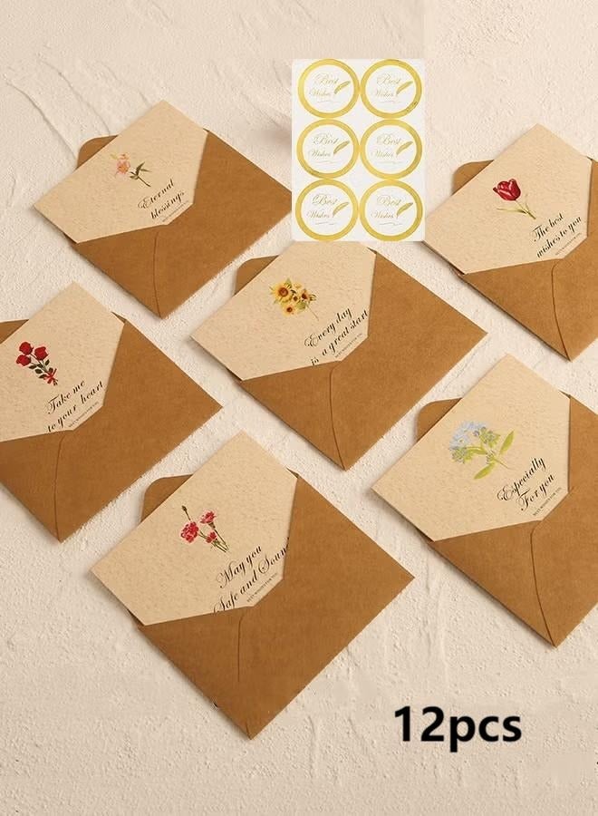 12 Packs Greeting Card Floral Designs of Greeting Cards with Envelopes, Stickers, Blank Note Cards for Friend - Image 1