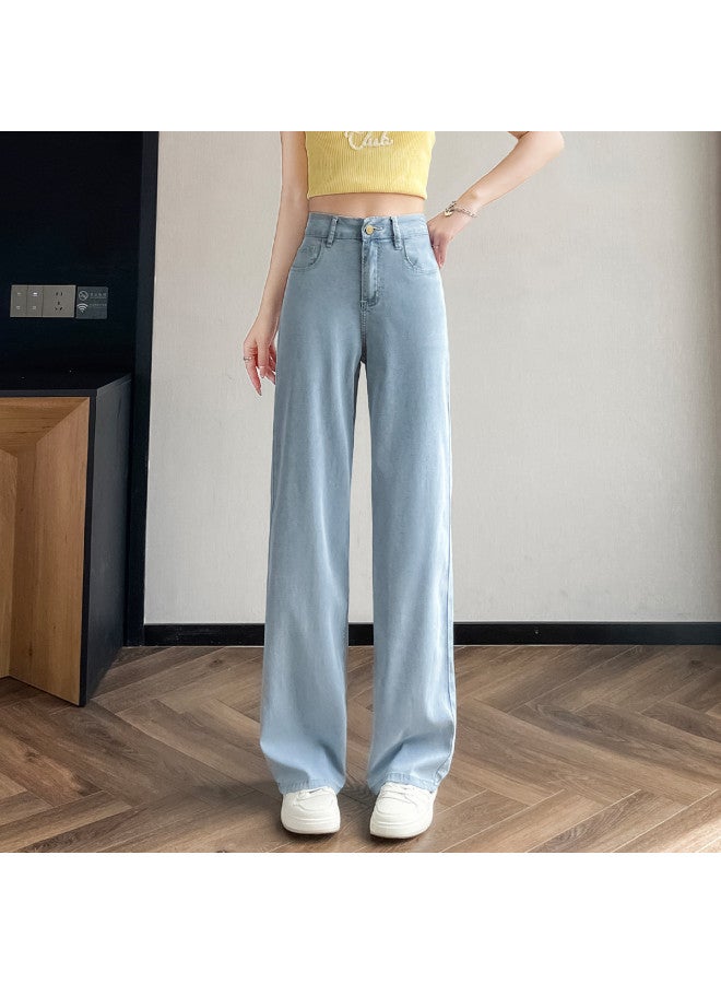 TonLion Lyocell Tencel Soft Jeans For Women - Summer Thin Loose Fit High Waist Slimming Korean Style Versatile Wide Leg Pants - Image 3