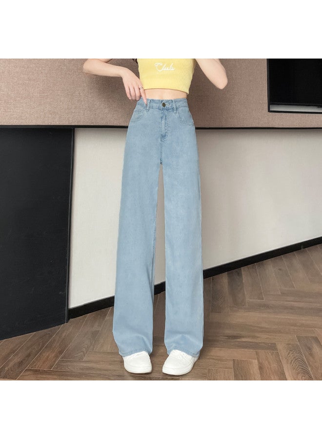 TonLion Lyocell Tencel Soft Jeans For Women - Summer Thin Loose Fit High Waist Slimming Korean Style Versatile Wide Leg Pants - Image 5