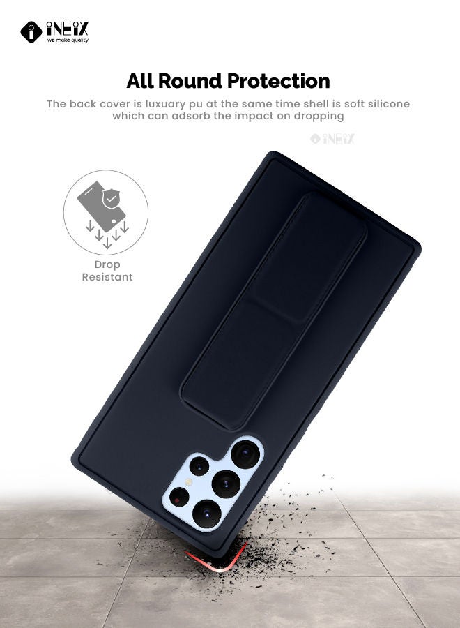 INEIX 3 in 1 Magnetic Hand Grip Holder Case For Samsung Galaxy S22 Ultra 5G Navy Blue - Image 5