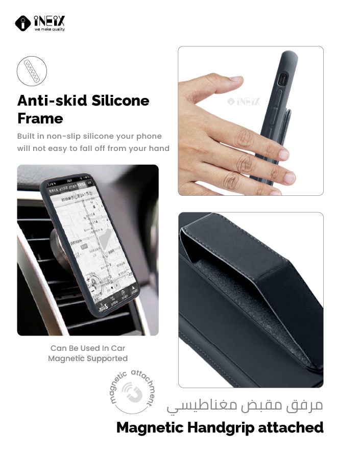 INEIX 3 in 1 Magnetic Hand Grip Holder Case For Samsung Galaxy S22 Ultra 5G Navy Blue - Image 4