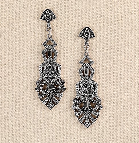 Coucoland 1920s Flapper Earrings Roaring 20s Great Gatsby Rhinestone Earrings (Stly2-Silver) - Image 5