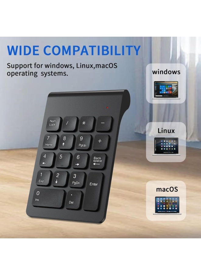 لوحة مفاتيح رقمية لاسلكية محمولة – بوحدة استقبال USB 2.4G – تحتوي على 18 زر – لون أسود - Image 5