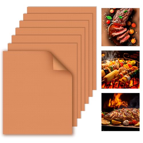 WIBIMEN Grill Mats for Outdoor Grill, Copper 7pcs Grill Mat, 100% Non-Stick PFOA Free 15.75 x 13, Heavy Duty, Reusable and Easy to Clean - Gas Charcoal & Electric BBQ - Image 1