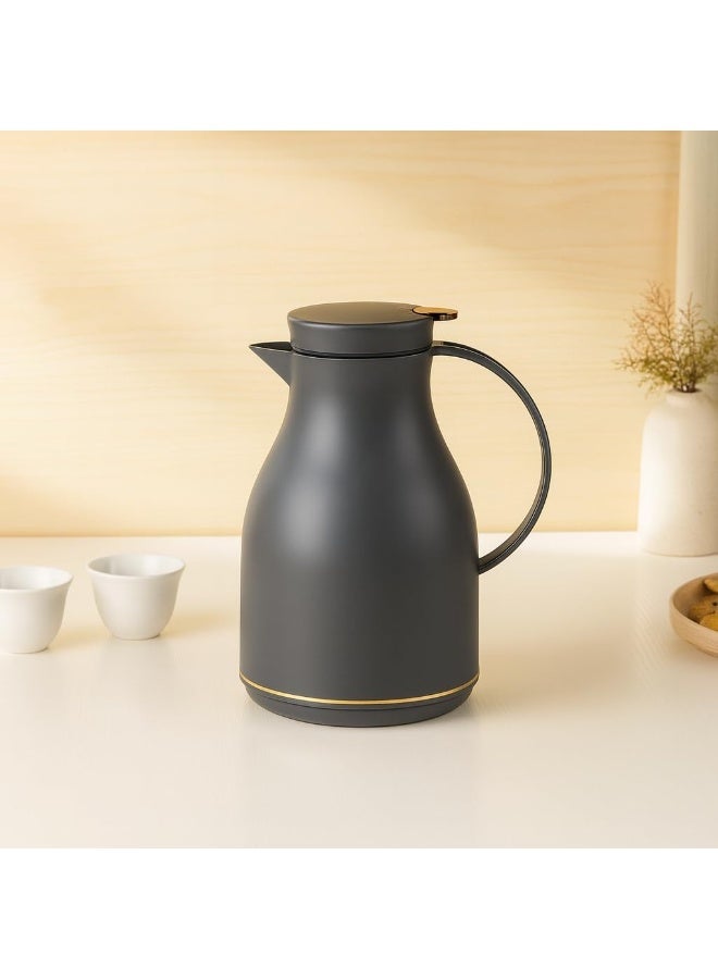 ماستر جولد ترمس شاي وقهوة بسعة لتر واحد بتصميم أنيق | قارورة حرارية للمشروبات الساخنة والباردة | ترمس محكم الإغلاق بحافة ذهبية وزر جانبي | مناسب للمكاتب والفنادق والاستخدام اليومي - Image 1