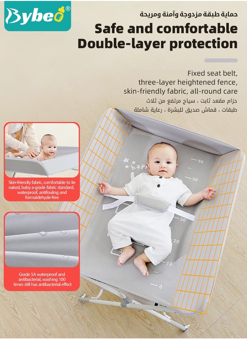 Bybeo - Baby Changing Table,Portable Diaper Dresser-Change Station for Infant,Foldable Nursing Tables,Mobile Nursery Organizer for Newborns and Infants,with Adjustable Heights,Toy Rack,Double Shelves - Image 1