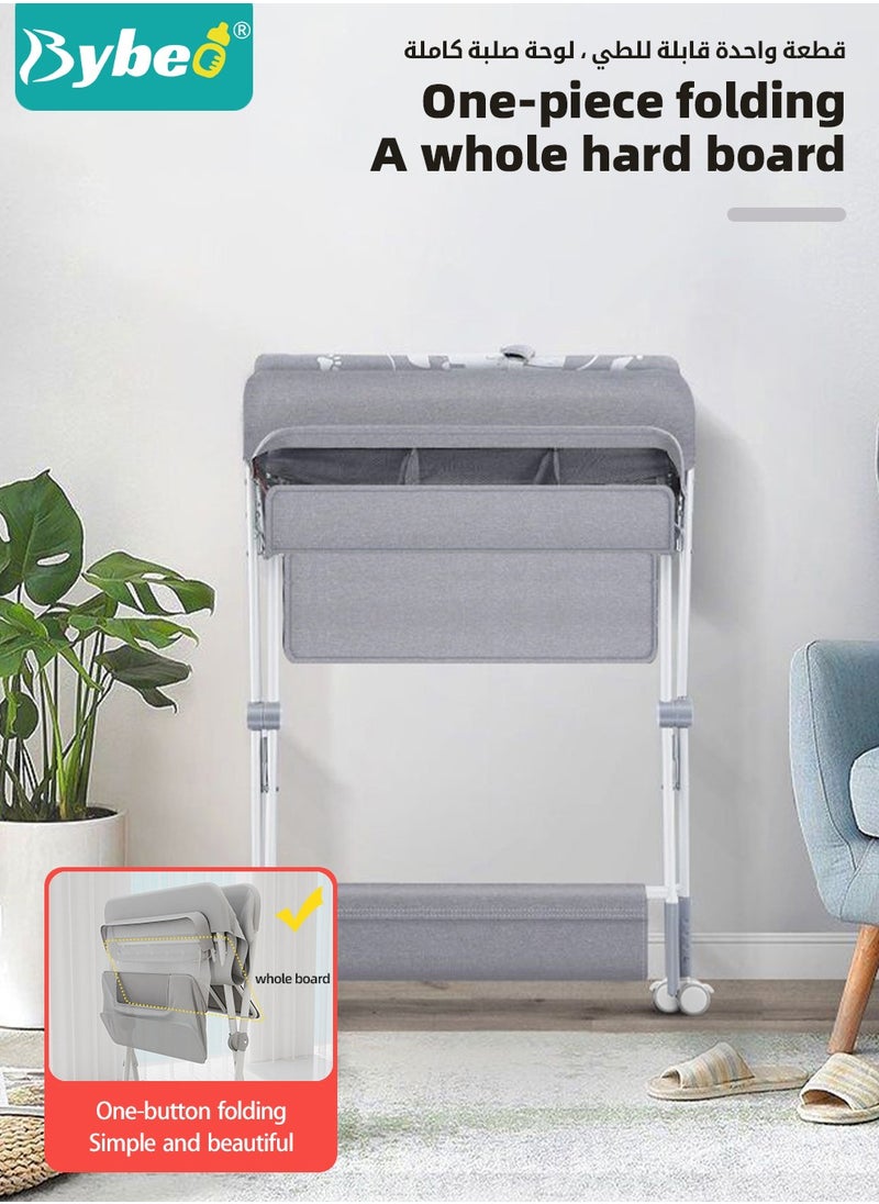 Bybeo - Baby Changing Table,Portable Diaper Dresser-Change Station for Infant,Foldable Nursing Tables,Mobile Nursery Organizer for Newborns and Infants,with Adjustable Heights,Toy Rack,Double Shelves - Image 1