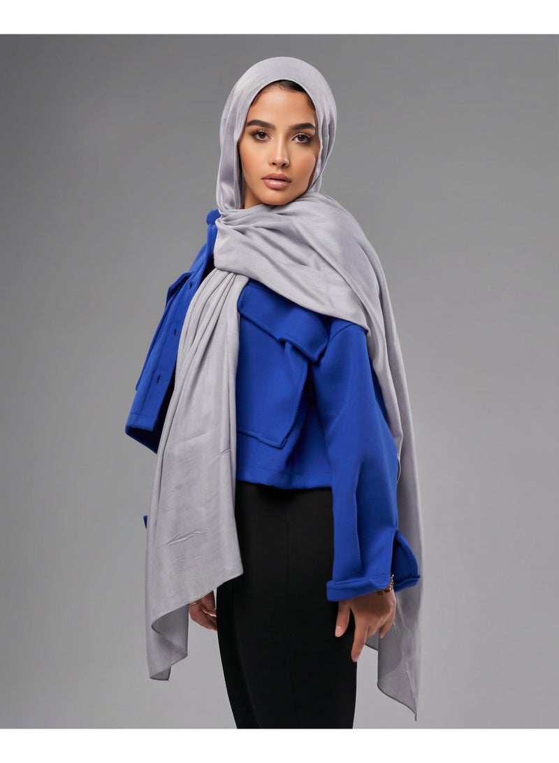 Lavezzi Breathable Cotton Modal Hijab Scarf For Women - Women Solid Color Head Scarf Wrap - Grey - Image 4