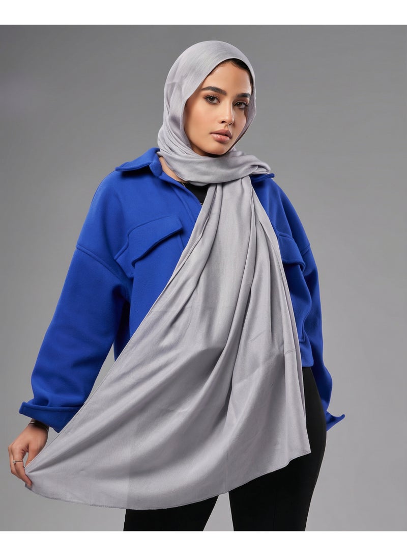 Lavezzi Breathable Cotton Modal Hijab Scarf For Women - Women Solid Color Head Scarf Wrap - Grey - Image 1