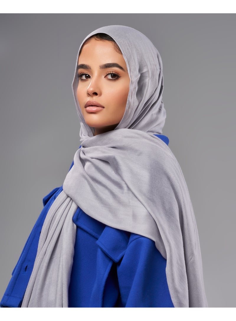 Lavezzi Breathable Cotton Modal Hijab Scarf For Women - Women Solid Color Head Scarf Wrap - Grey - Image 2