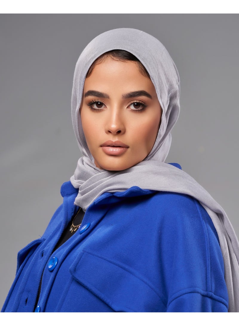 Lavezzi Breathable Cotton Modal Hijab Scarf For Women - Women Solid Color Head Scarf Wrap - Grey - Image 3