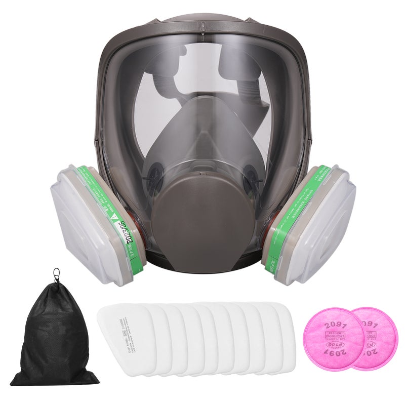 6800 Reusable Full Face Respirator Full Face Cover 18 in 1 Gas Cover Respirator Wide Field of View for Painting Machine Polishing Welding and Other Work Protection - Image 1