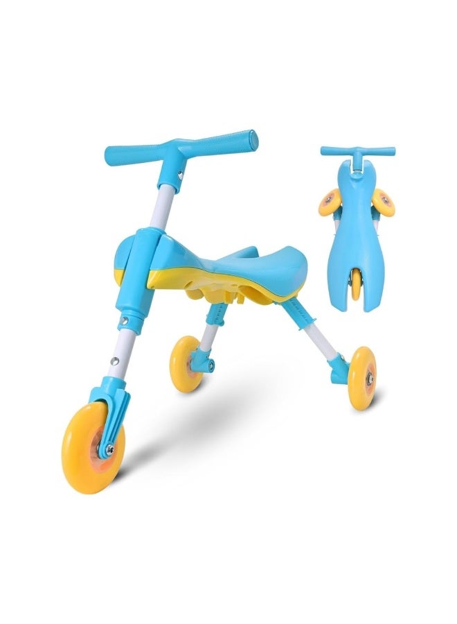 Mookie Kids Scooter with Seat | 3-Wheel Foldable Toddler Kick Scooter | Adjustable Height, Lightweight Aluminum Body | Blue - Image 1