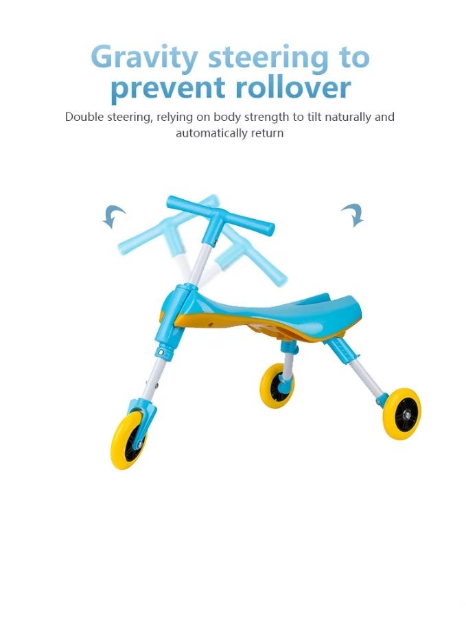 Mookie Kids Scooter with Seat | 3-Wheel Foldable Toddler Kick Scooter | Adjustable Height, Lightweight Aluminum Body | Blue - Image 3