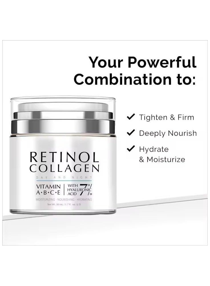 NowNoon Retinol Collagen Day & Night Cream – Anti-Aging Moisturizer with Vitamins A, B, C, E & Hyaluronic Acid – Firming, Hydrating, Women & Men Nourishing Face Cream – 50ml - Image 4