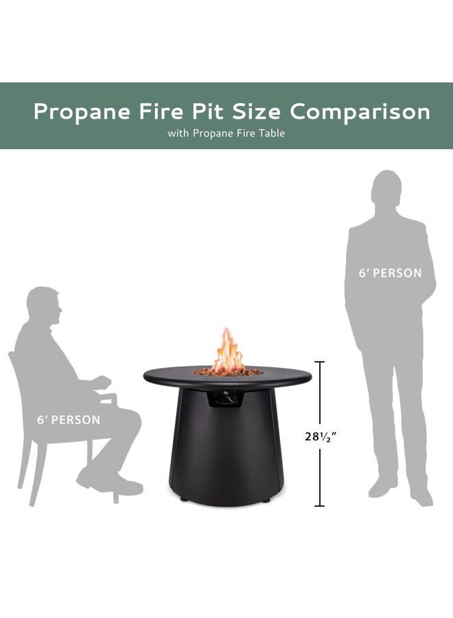 TiKi 28.5-Inch Customizable Propane Fire Pit, 40,000 BTU Outdoor Gas Fire Pit with Lava Rocks & Burner Cover – Modern Black Design for Patio, Backyard, and Outdoor Spaces - Image 4