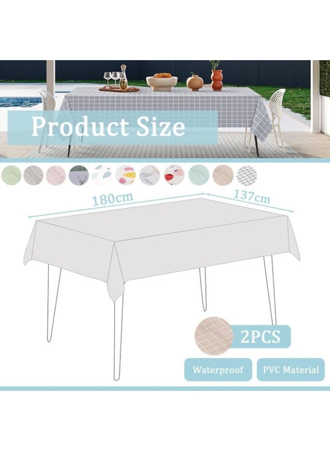 مفرش طاولة مستطيل من البلاستيك عالي الجودة مقاس 137x183 سم | نقشة مربعات غينهام الكلاسيكية | مفرش مقاوم للماء والزيت والبقع | مثالي للمطبخ والنزهات والحفلات لون بينك - Image 2