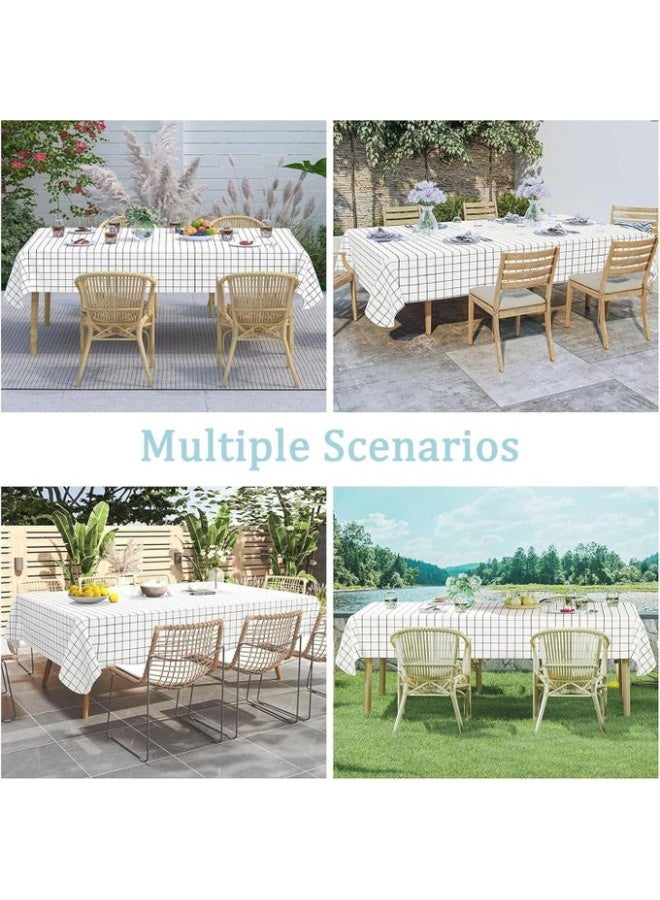 مفرش طاولة مستطيل من البلاستيك عالي الجودة مقاس 137x183 سم | نقشة مربعات غينهام الكلاسيكية | مفرش مقاوم للماء والزيت والبقع | مثالي للمطبخ والنزهات والحفلات لون بينك - Image 4