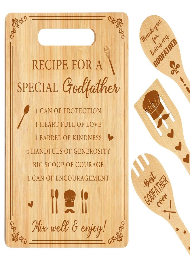 Vesici Godfather Proposal Gifts, Godfather Gifts from Godchild Goddaughter Godson Bamboo Cutting Boards Soup Spoon Spatula for Kitchen Father's Day, Birthday - Image 1
