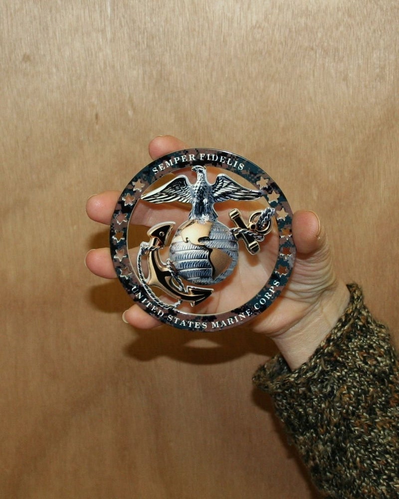 USMC ROUND EMBLEM MAGNET 4x4 SEMPER FI Truck SUV Auto Decal Magnet 4 x 4