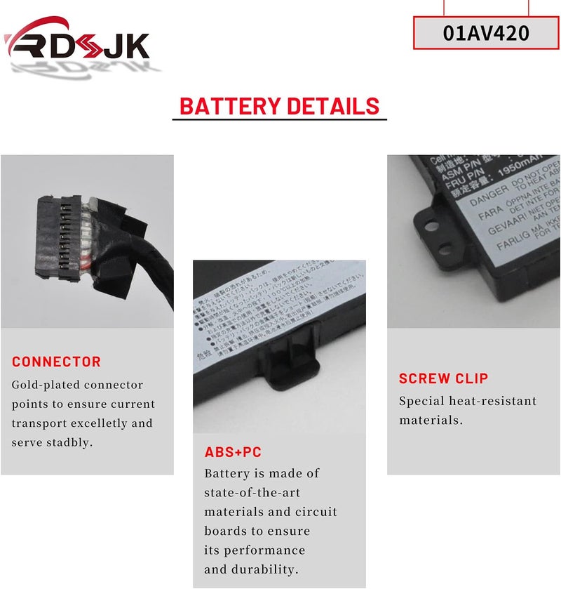 01AV420 01AV421 01AV489 01AV419 Laptop Battery for Lenovo ThinkPad T470 20HE T480 A475 A485 TP25(Anniversary Edition 25) Series SB10K97576 SB10K97577 SB10K97578 11.4V/11.46V 24Wh(Built-in Battery) - Image 5