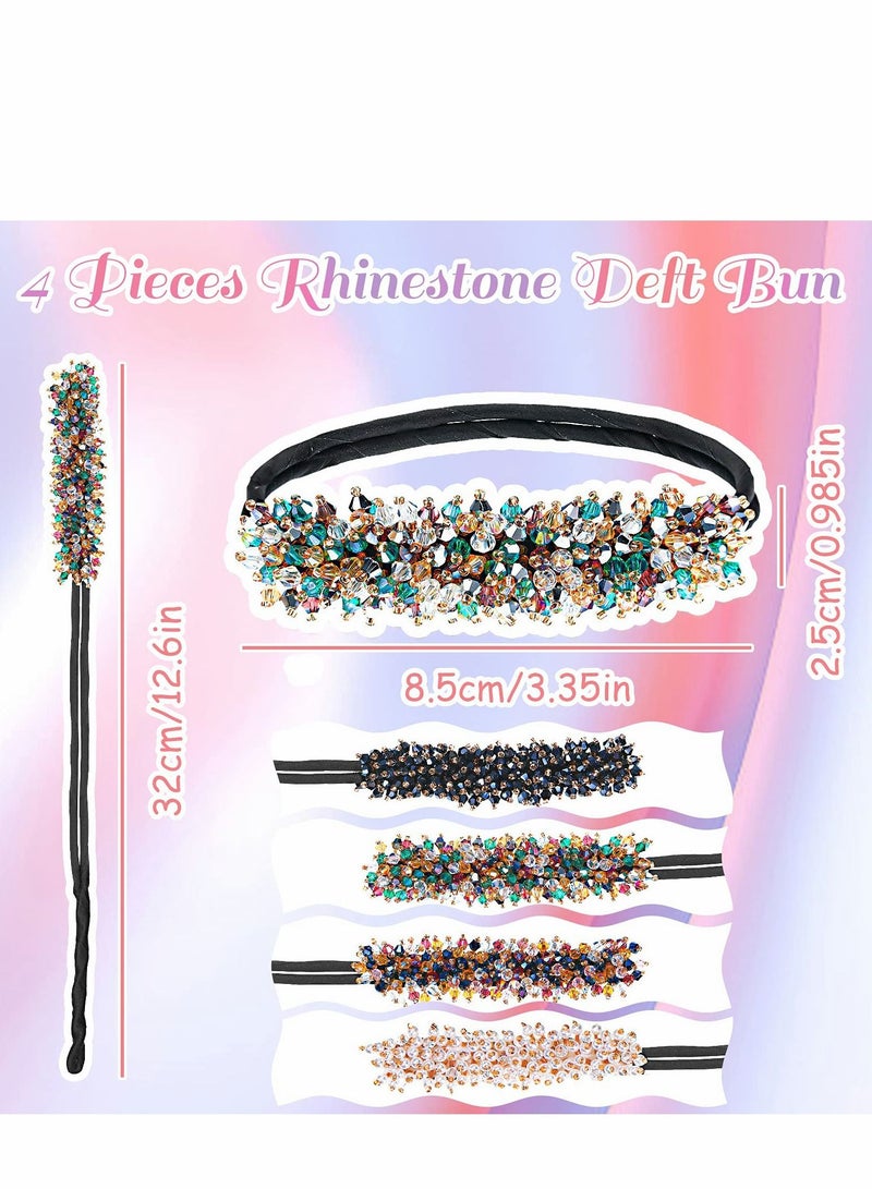 Excefore Rhinestone Hair Bun Maker 4Pcs Magic Styling Deft Elegant Easy for Convenient Hairstyle Tool DIY Accessories Women Girls - Image 2