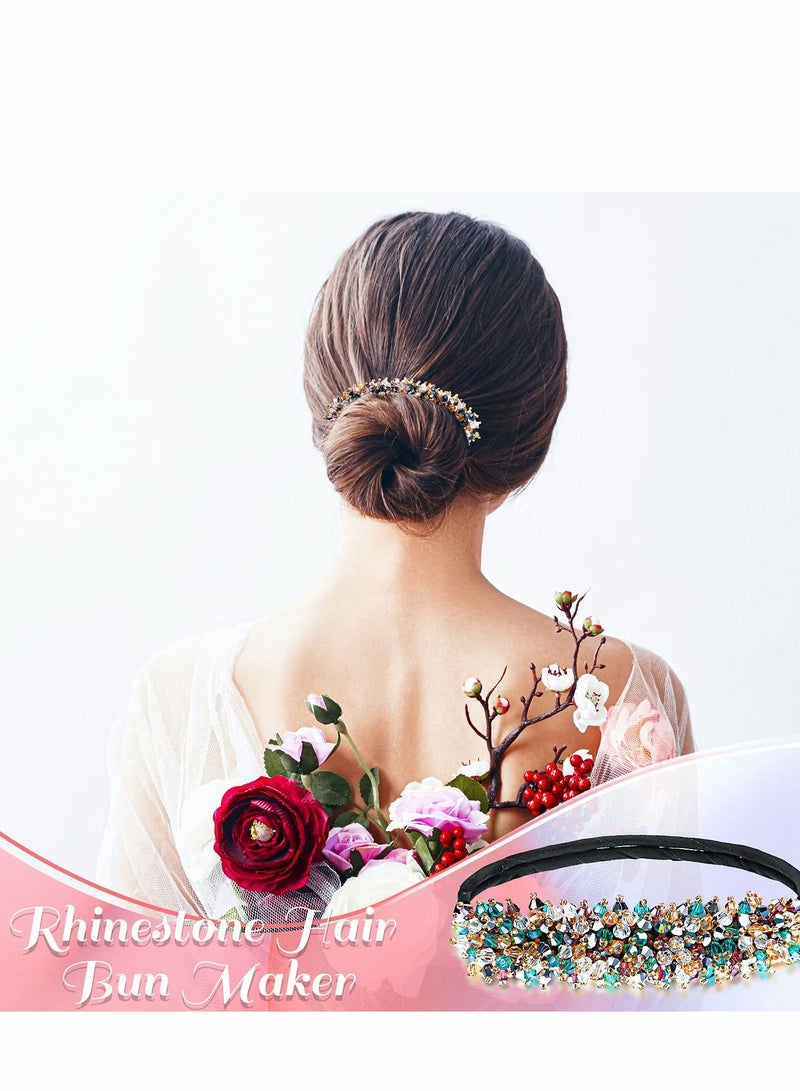 Excefore Rhinestone Hair Bun Maker 4Pcs Magic Styling Deft Elegant Easy for Convenient Hairstyle Tool DIY Accessories Women Girls - Image 4