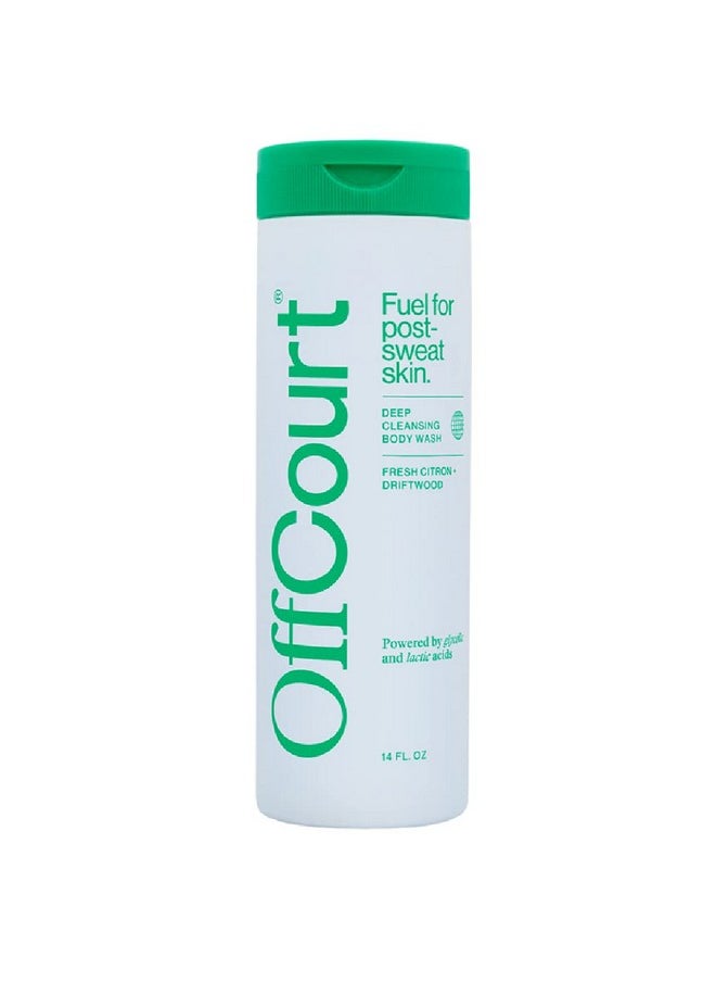 OffCourt Sulfate-Free Body Wash For Men & Women - Non-Drying Exfoliator With Glycolic & Lactic Acids Leaves Skin Fresh & Smooth With Fresh Citrus And Driftwood, 14 Fl. Oz (Pack Of 1)  - Image 1
