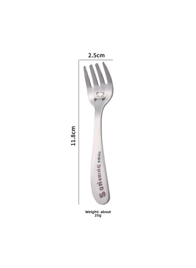 304 Stainless Steel Children Spoon Kindergarten Cartoon Tableware Baby Food Supplement Spoon Cute Feeding Spoon Fork-Specifications:Panda-four-tine Fork - Image 1