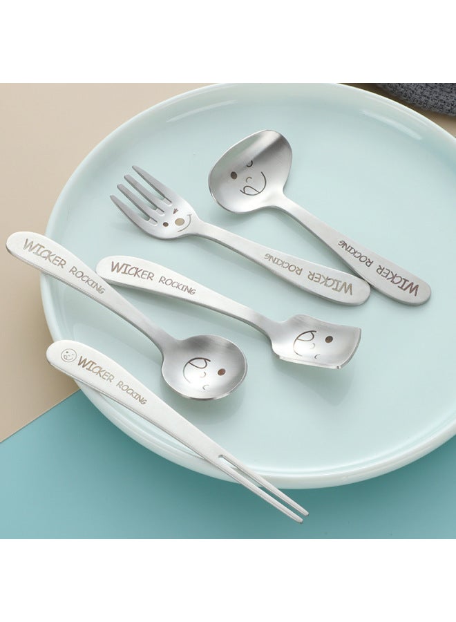 304 Stainless Steel Children Spoon Kindergarten Cartoon Tableware Baby Food Supplement Spoon Cute Feeding Spoon Fork-Specifications:Panda-four-tine Fork - Image 4