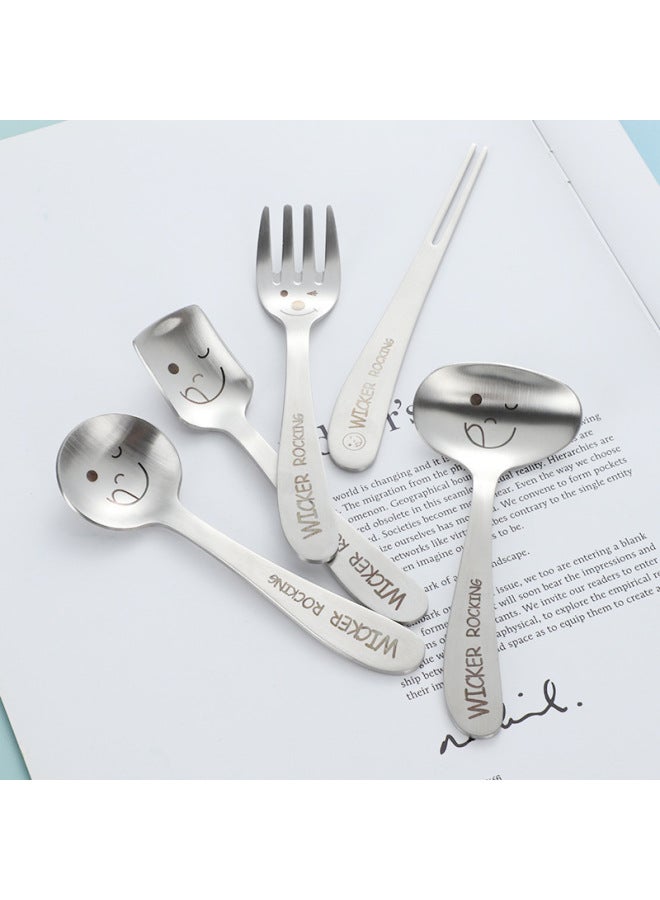 304 Stainless Steel Children Spoon Kindergarten Cartoon Tableware Baby Food Supplement Spoon Cute Feeding Spoon Fork-Specifications:Panda-four-tine Fork - Image 5