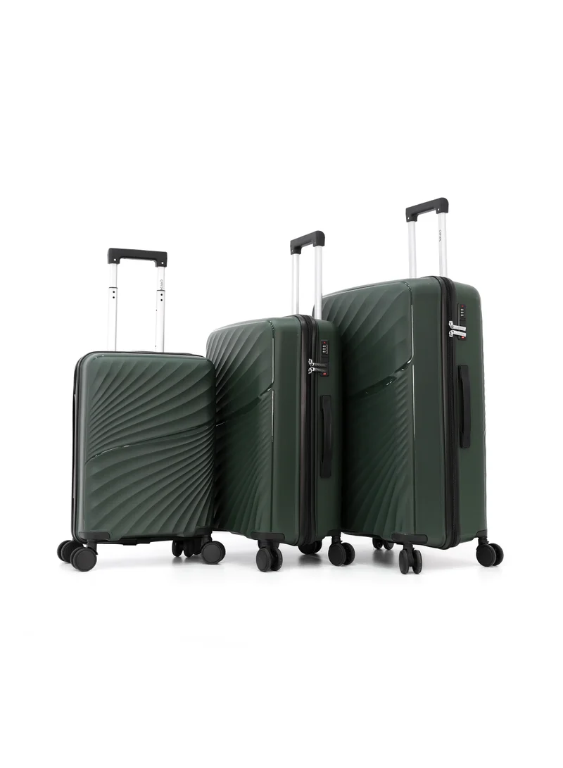 CAPITAL Hardside Luggage Trolley Bag 3 Pieces set,Green (S-20,M-24,L-28 Inch)