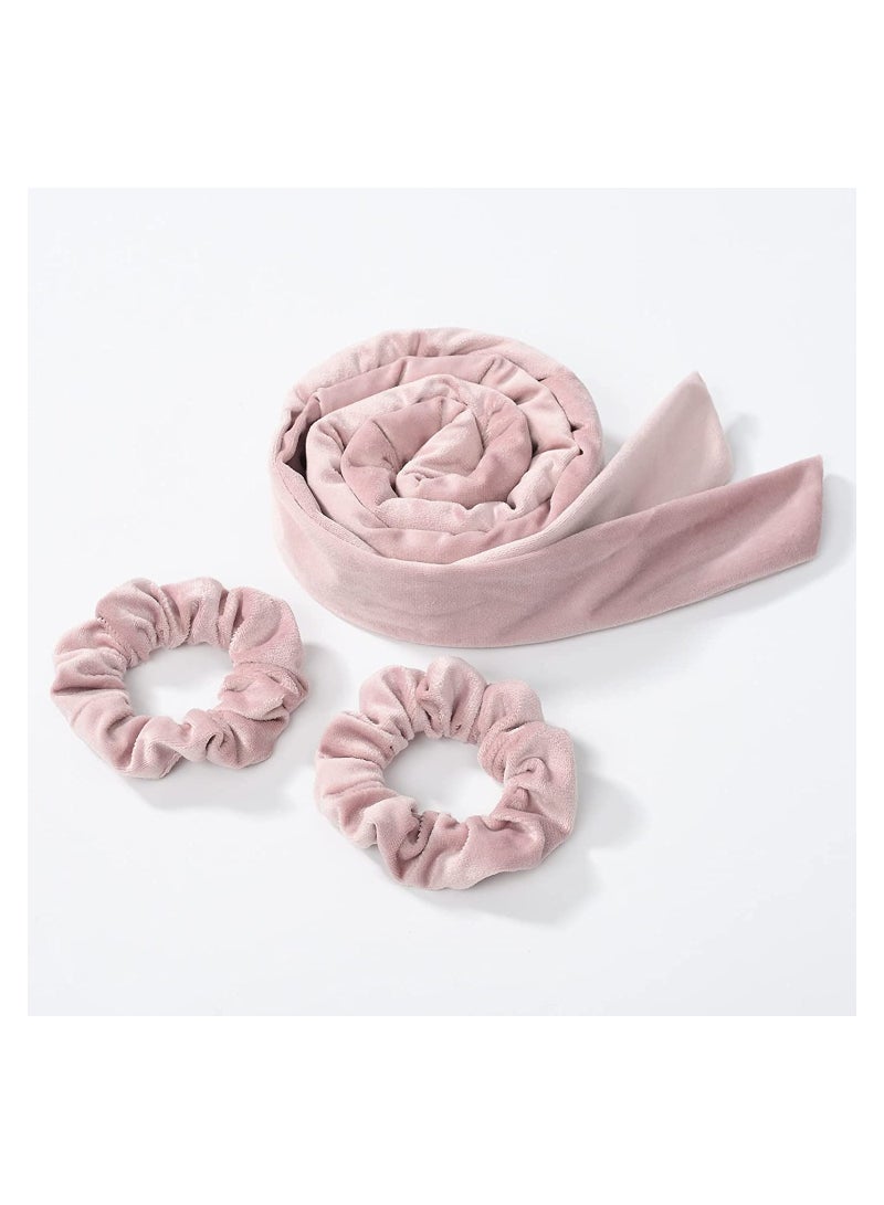SYOSI Heatless Curling Rod Headband, Hair Rollers for Sleeping, 3pcs Hair Curling Headb and Soft Woolen Curling Ribbon with Hair Rope for DIY Hair Styling, Light Pink - Image 1