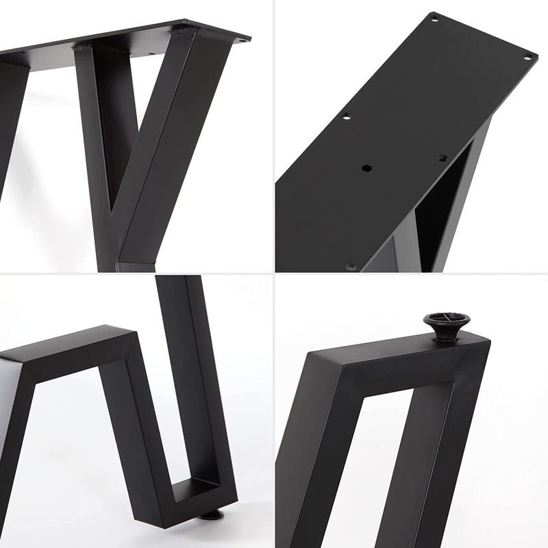 EDENSOUL EDENSOUL Modern Heavy Duty Tall Black Metal Iron Desk Legs RiserBench Furniture Legs for Coffee Table Dining Legs Pack of 2 2801A  - Image 5