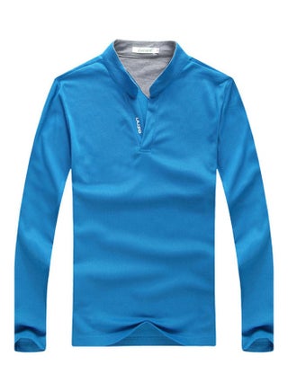 Polo Shirt of Long Sleeves and V-neck Casual Pullover blue - pzsku/ZBE2CC36E3C63080A7772Z/45/_/1711078657/59d43e11-6166-4365-8cb8-447d7e1d3cda