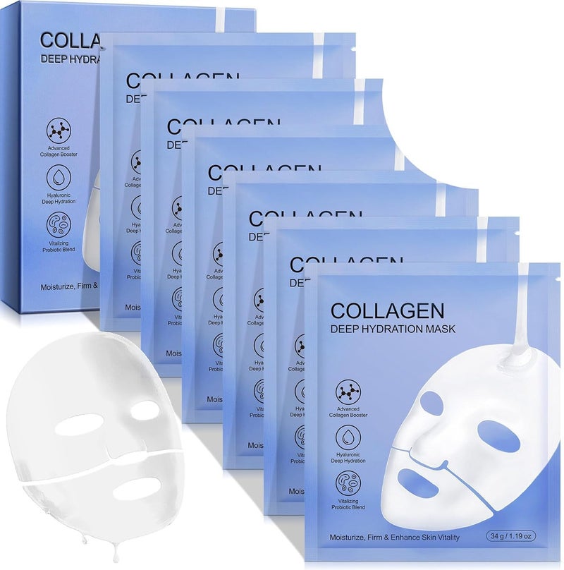 O.SECERT Collagen Face Mask - Overnight Hydrating Sheet Mask, Hydrogel Deep Wrapping Mask, Night Lifting Facial Masks for Women Skin Care, Restores Elasticity, Moisturizing & Firmness for All Skin Types (Skin) - Image 1