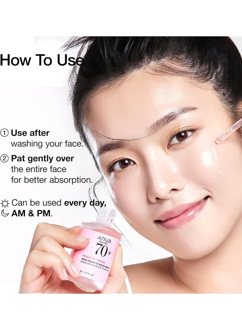 Anua Wonder Anua Peach 70% Niacinamide Serum brightening hydrating face serum 30ml - Image 2