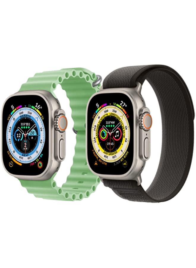 IAF Silicone Ocean Band Strap Mint Green Trail Loop strap Black/Gray Set of 2 for Apple Watch Ultra 8 49mm