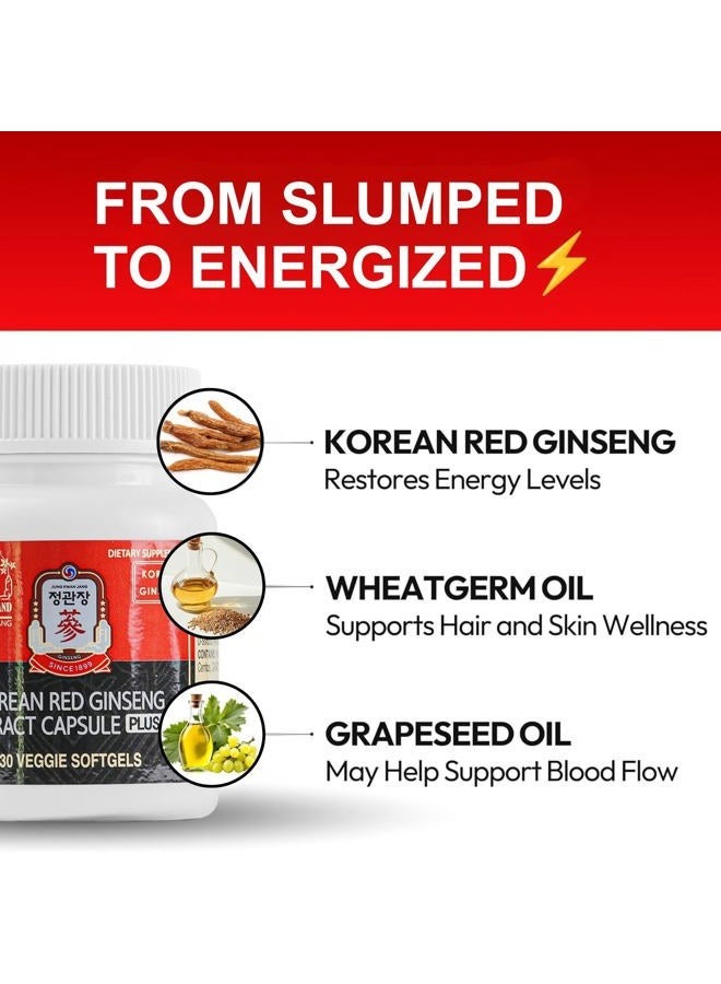 Jung Kwan Jang Korean Red Ginseng Extract Capsules Plus | All-in-1 Focus Pills for Men & Women. 30 Capsules Packaging May Vary - Image 5