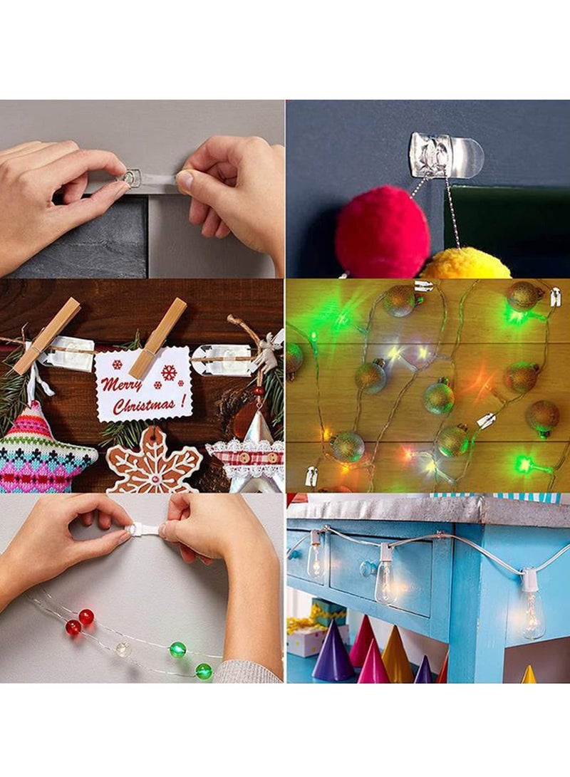Transparent Fairy Light Hooks, 40 Pcs Mini Clear Sticky Hooks & 48 Removable Small Self Adhesive Strips - Image 4