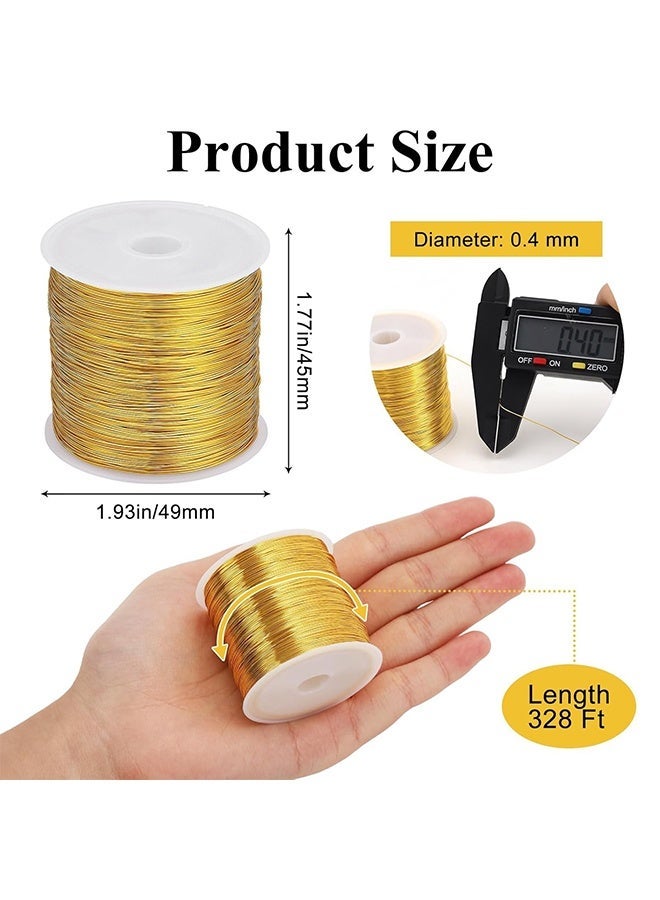 Wffo 328Ft 0.4MM Jewelry Wire, 26 Gauge Tarnish Resistant Beading Wire for Jewelry Making Supplies and Crafting, Copper Beading Wires for Bracelet Making and DIY Artwork (Gold) - Image 2
