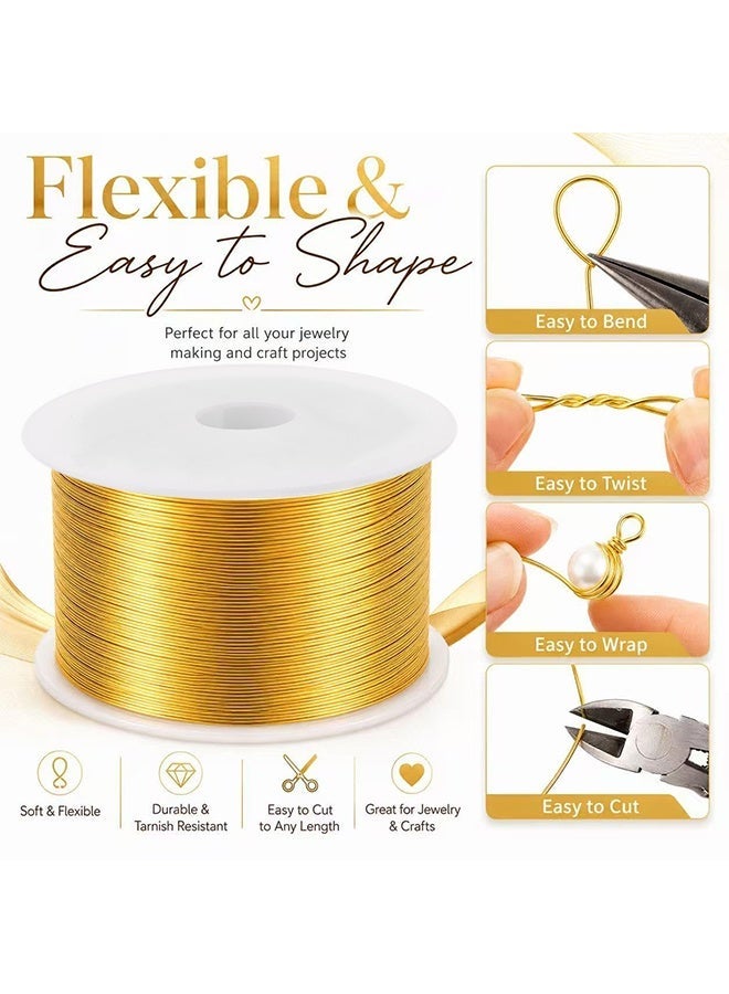 Wffo 328Ft 0.4MM Jewelry Wire, 26 Gauge Tarnish Resistant Beading Wire for Jewelry Making Supplies and Crafting, Copper Beading Wires for Bracelet Making and DIY Artwork (Gold) - Image 4