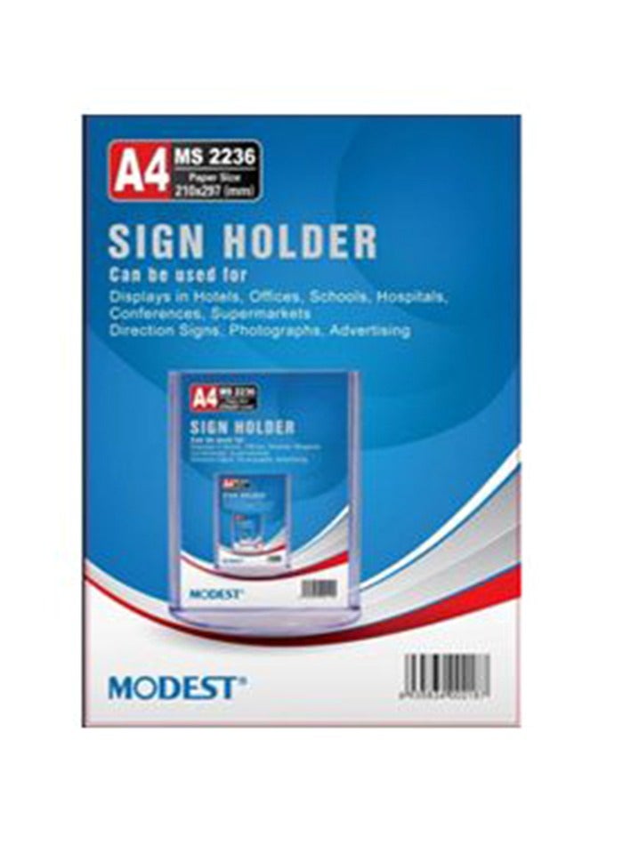 MODEST A4 Portrait Sign Holder, 210x297mm, Clear - Image 2