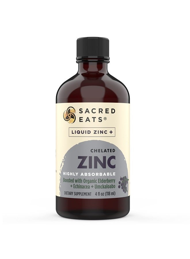 Sacred Eats Liquid Zinc (Glycinate Chelate) with Organic Elderberry & Echinacea (High in Quercetin) | 4-in-1 Immune Suport Supplement for Adults & Kids, Great Tasting | Alcohol & Gluten Free, Non GMO (4.0 Oz) - Image 2