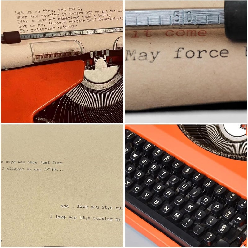 Traditional Typewriter,Retro Style Manual Typewriter for Writers,Portable Classic Word Processor,Old Style,Vintage Fonts for Home and Office Use,Gift Giving,Typing Letters,Cards(Orange) - Image 5