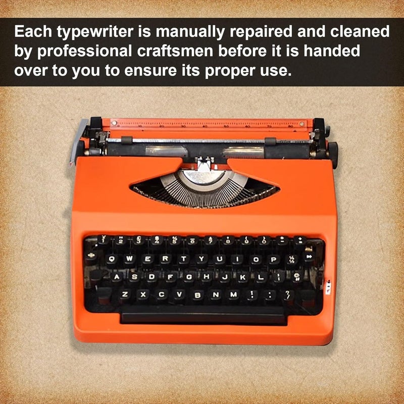 Traditional Typewriter,Retro Style Manual Typewriter for Writers,Portable Classic Word Processor,Old Style,Vintage Fonts for Home and Office Use,Gift Giving,Typing Letters,Cards(Orange) - Image 4